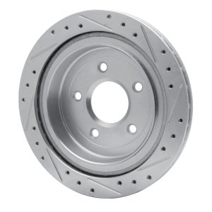 Cadillac XLR Brake Rotor (1) - Rear Left - R1 Concepts - Drilled & Slotted - Silver - `97-`13